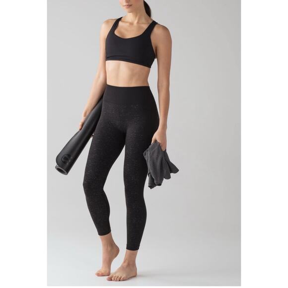 Lululemon Free To Flow 7/8 Seamless Knit Leggings Midnight Navy Women Size 8/10 - Picture 3 of 11